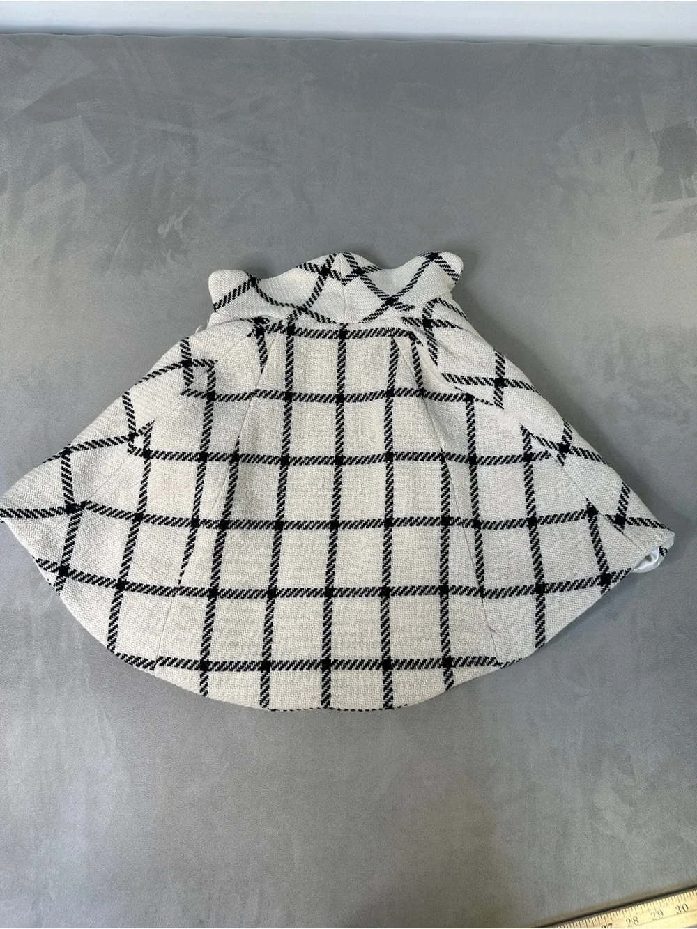Baby Gap - Chic Windowpane Plaid Cape Coat - White & Black